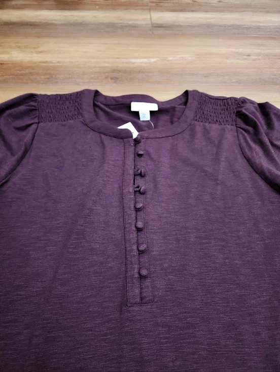 J. Jill Smocked Henley Dress In Spiced Wine Women's Petite M NEW - Picture 4 of 13